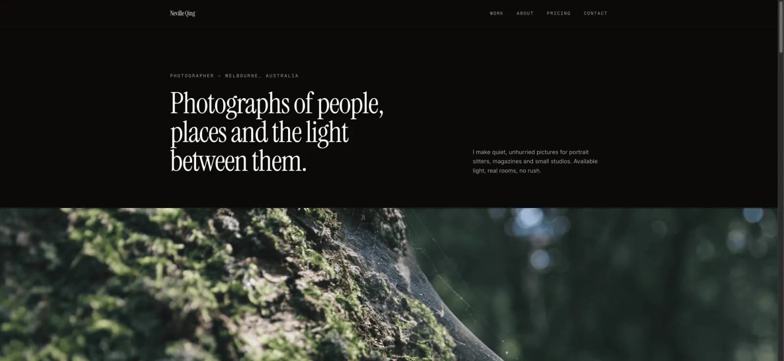The site's home page running locally